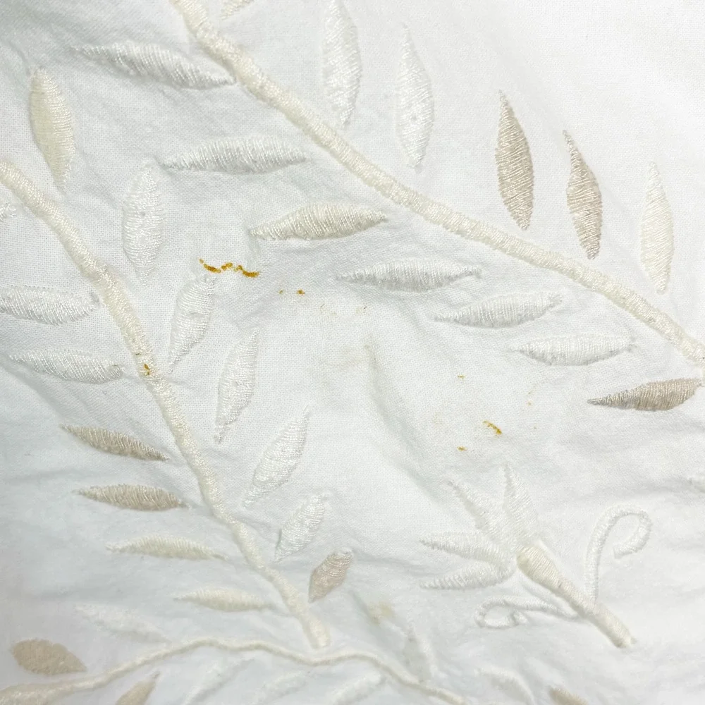 Pottery Barn Queen Duvet Set Embroidered Floral Ruffle 2 Euro Pillow Shams